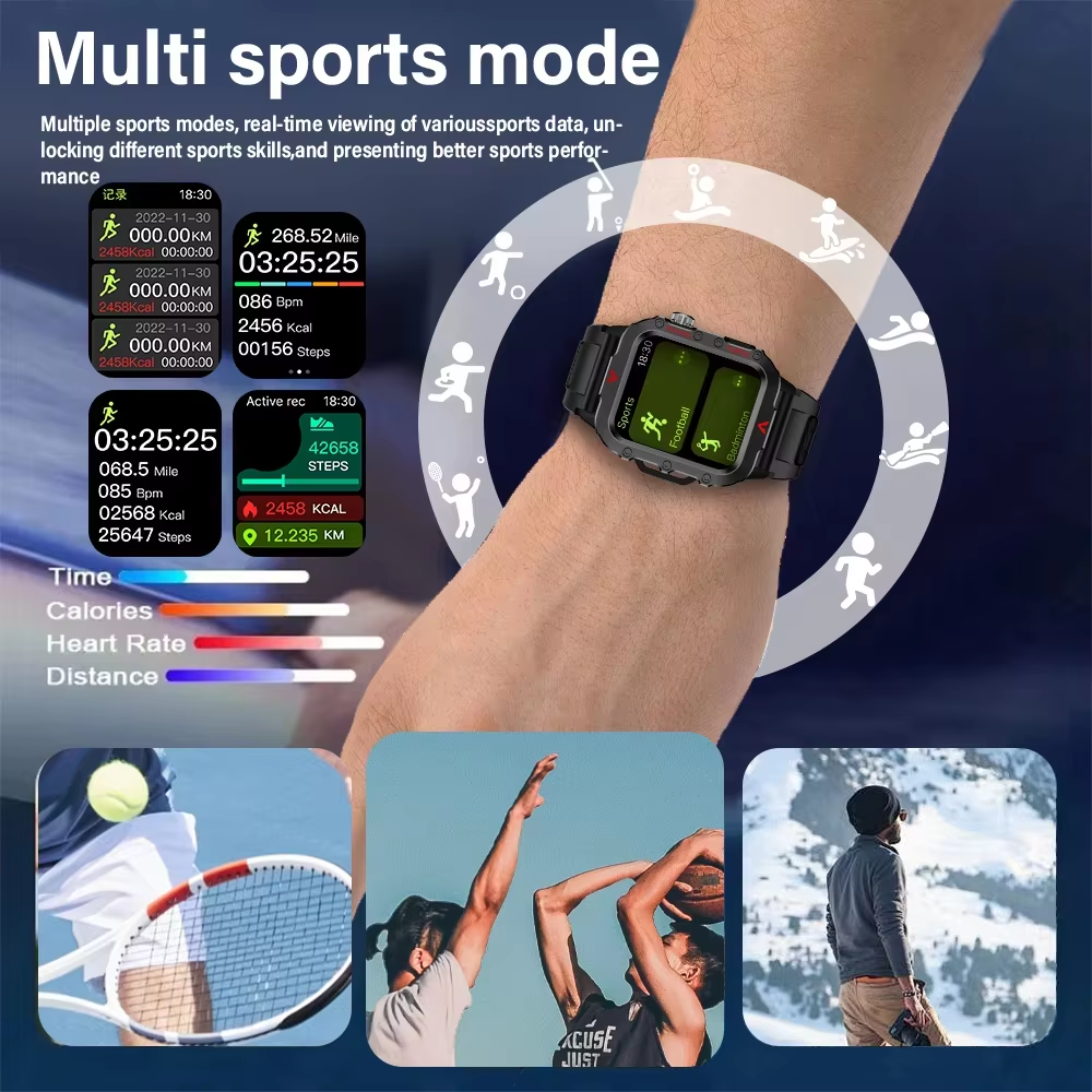 New Men'S Smart Watch LED Flashlight Outdoor Sports Smart Watch Wristwatch Health Monitoring Smart Watch - Imagen 3
