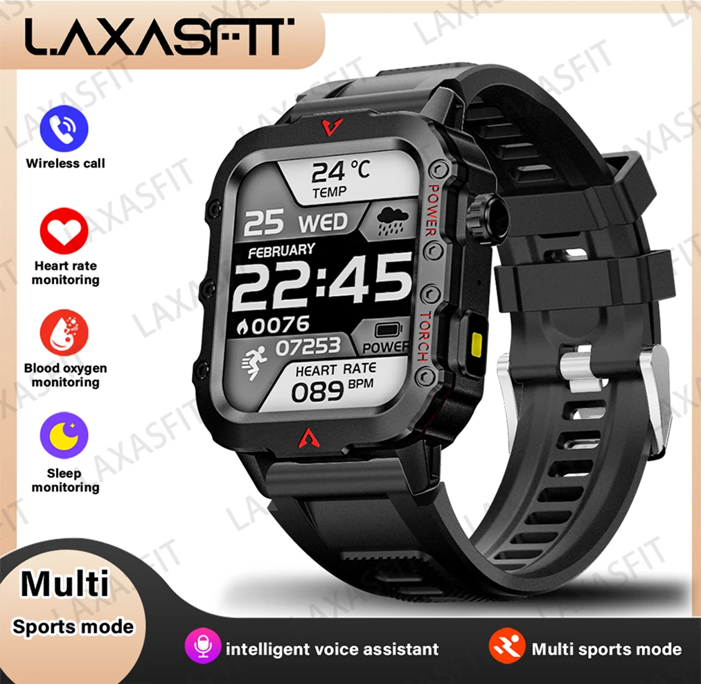 New Men'S Smart Watch LED Flashlight Outdoor Sports Smart Watch Wristwatch Health Monitoring Smart Watch - Imagen 8