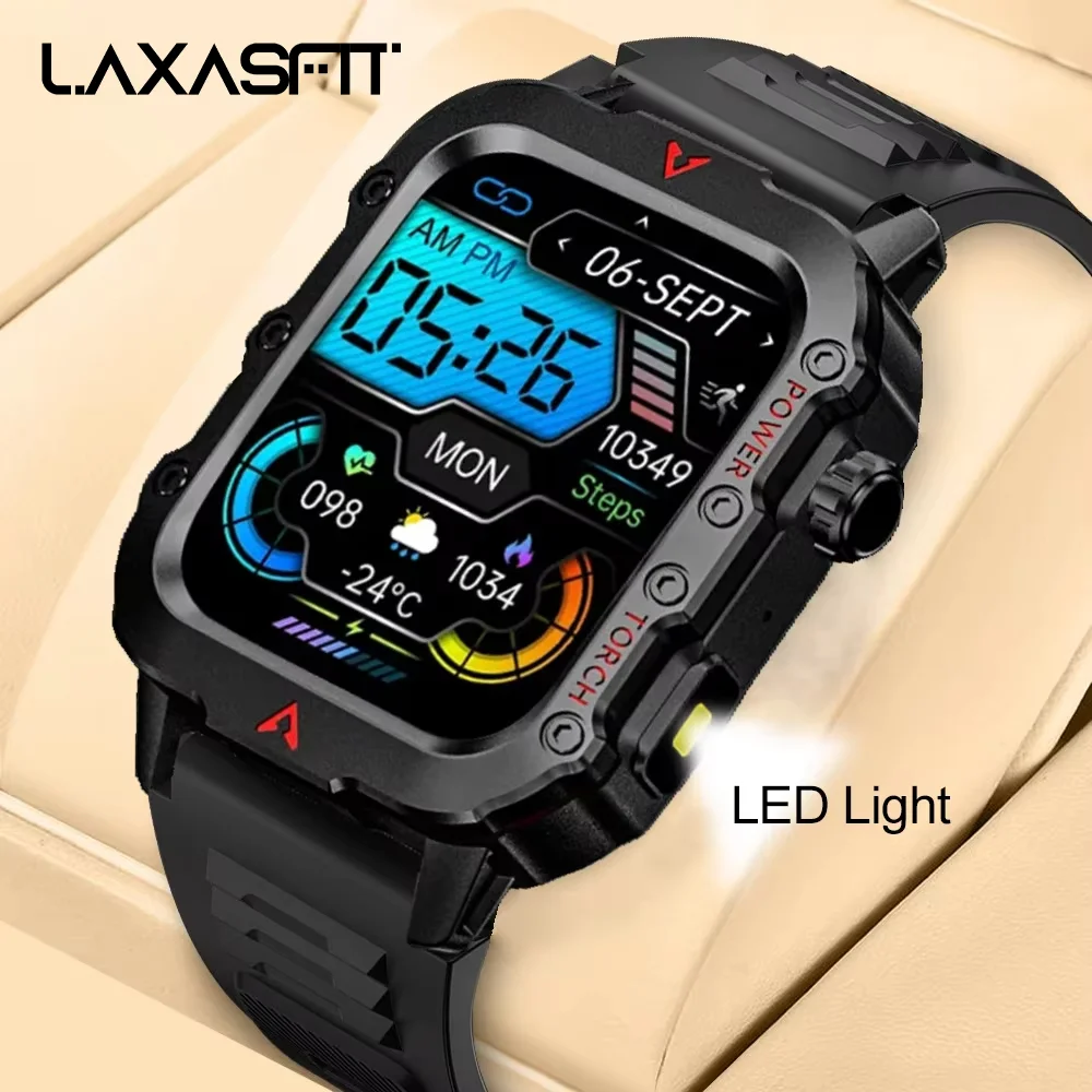 New Men'S Smart Watch LED Flashlight Outdoor Sports Smart Watch Wristwatch Health Monitoring Smart Watch - Imagen 2