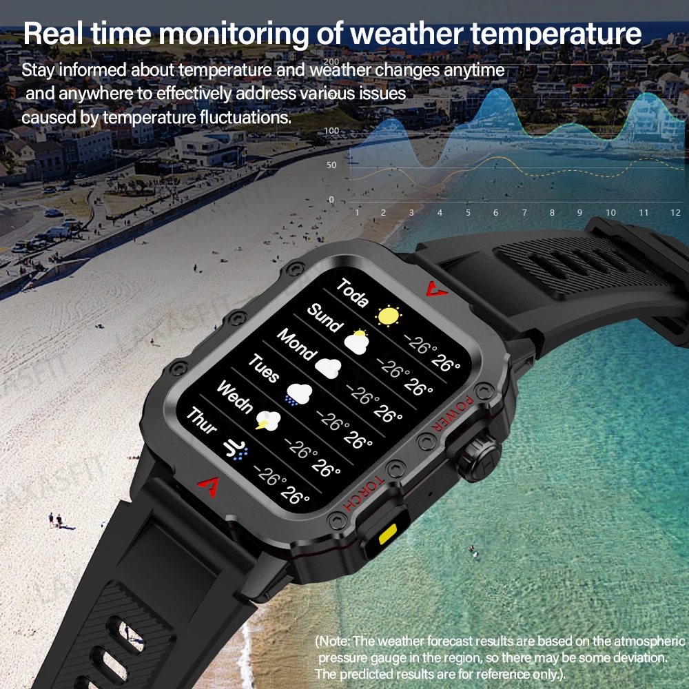 New Men'S Smart Watch LED Flashlight Outdoor Sports Smart Watch Wristwatch Health Monitoring Smart Watch - Imagen 7